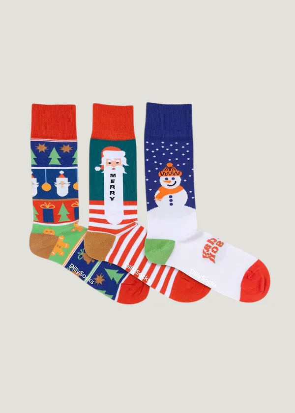 Pack 3 paires de chaussettes en coton bio | multicolore "santa's favourites  - multicolor", Dilly socks