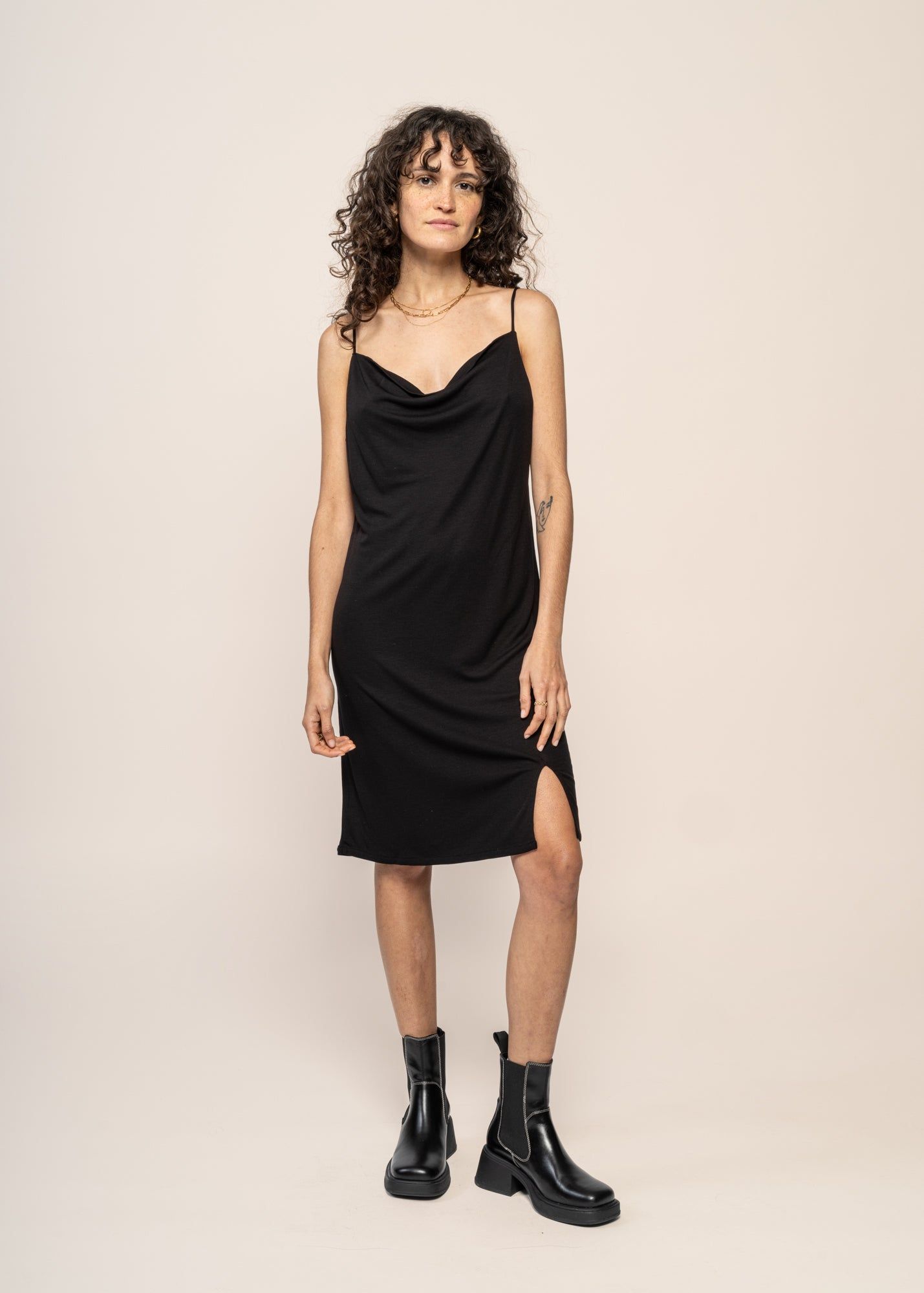 Robe courte noire en tencel - mini dress helen black, Jan'n June, photo 3