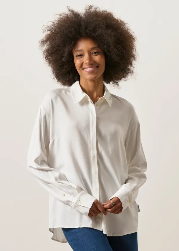 Blouse en viscose ecovero | blanc "larisaana longsleeve - off white", Armedangels