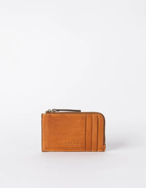 Portefeuille en cuir certifié | cognac "lola - cognac classic leather", O My Bag