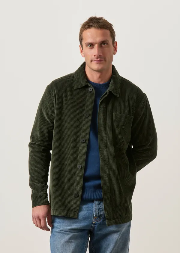 Surchemise velours côtelé en coton bio | vert "corduroy overshirt forrest night", Knowledge Cotton Apparel