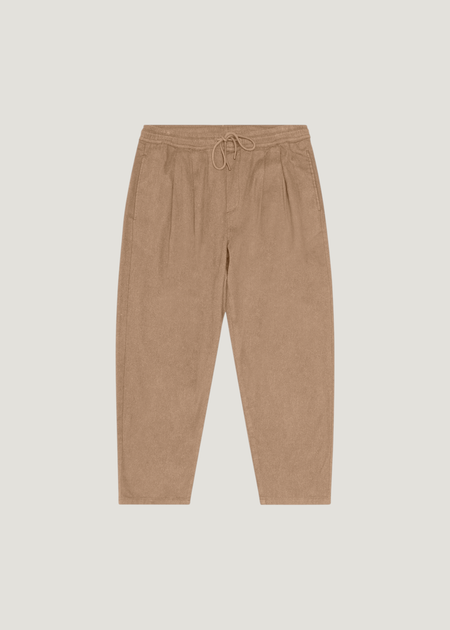Pantalon ample flanelle en coton bio | marron "ozone relaxed flannel pant - lion" - Knowledge Cotton Apparel