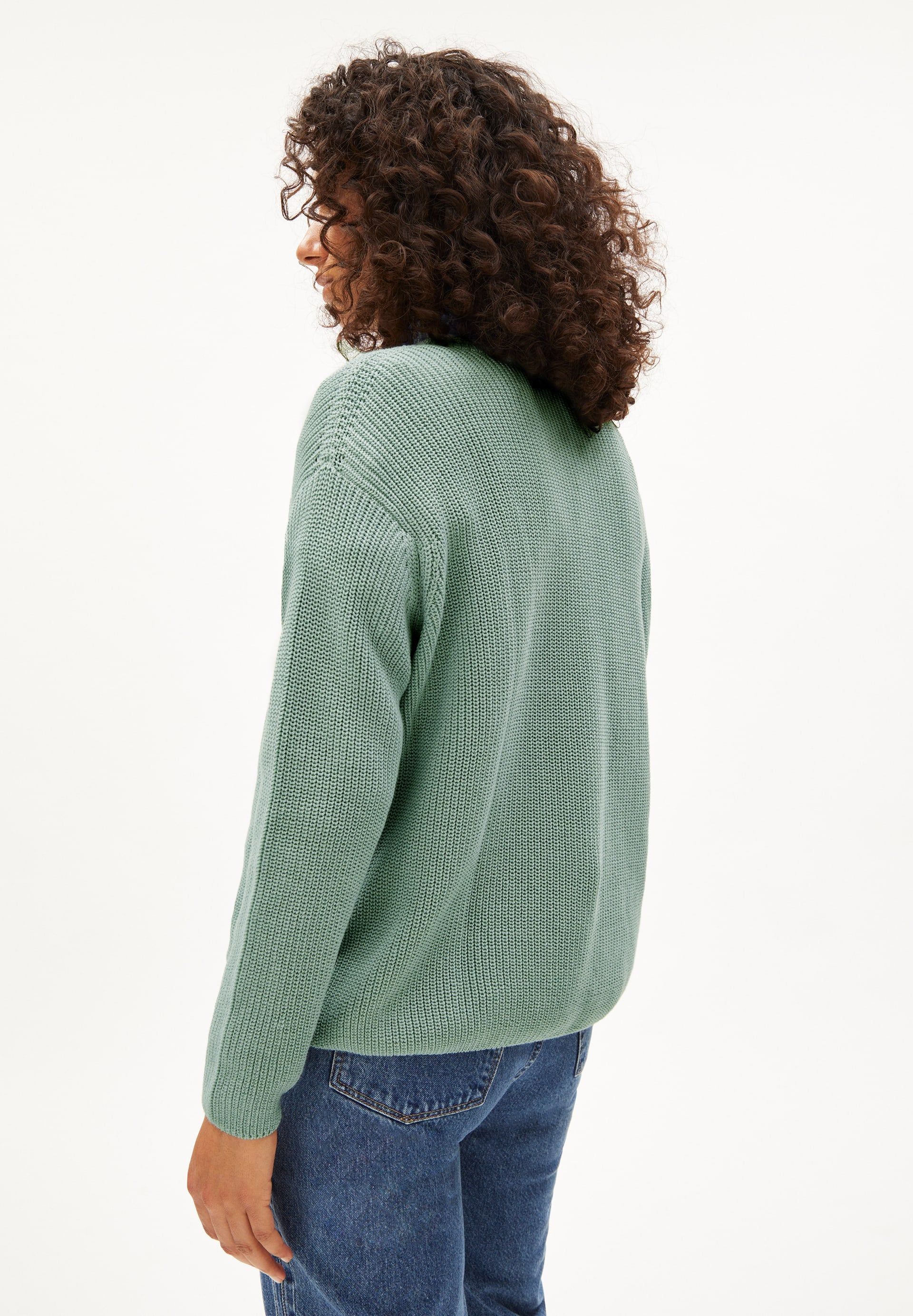Pull maille col rond vert menthe en coton bio - nuriellaa lint, Armedangels, photo 4