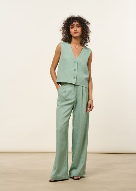Pantalon fluide en matière recyclée | vert "Tropical afternoon trousers - green"