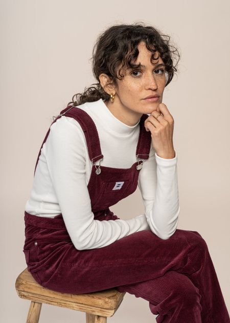 Salopette velours en coton bio | prune