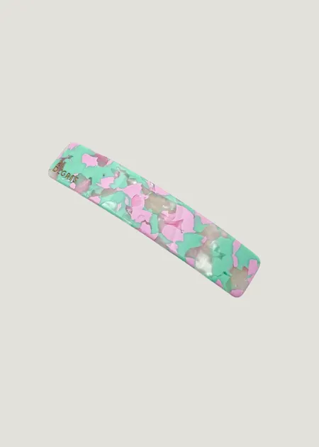 Barrette à cheveux en acétate | vert et rose "barrette 9cm - sunny" - 23 Degres