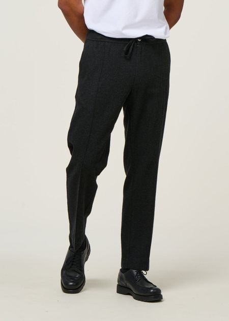 Pantalon flanelle en coton bio | noir "magnus - eco flannel mel black"