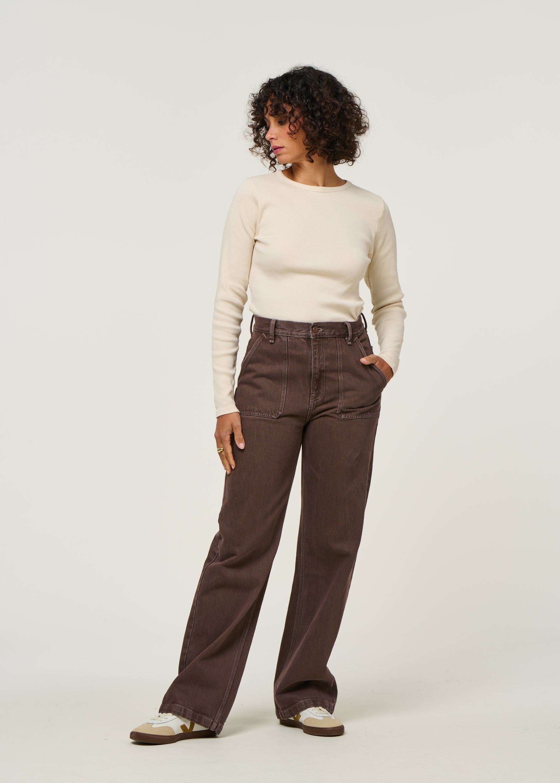 Weite gerade Jeans aus Bio-Baumwolle | Braun "asta workwear pants", Nudie Jeans, Foto 4