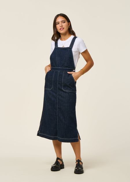 Robe denim en coton biologique | bleu "malwa workwear denim dress - dark blue" - Nudie Jeans