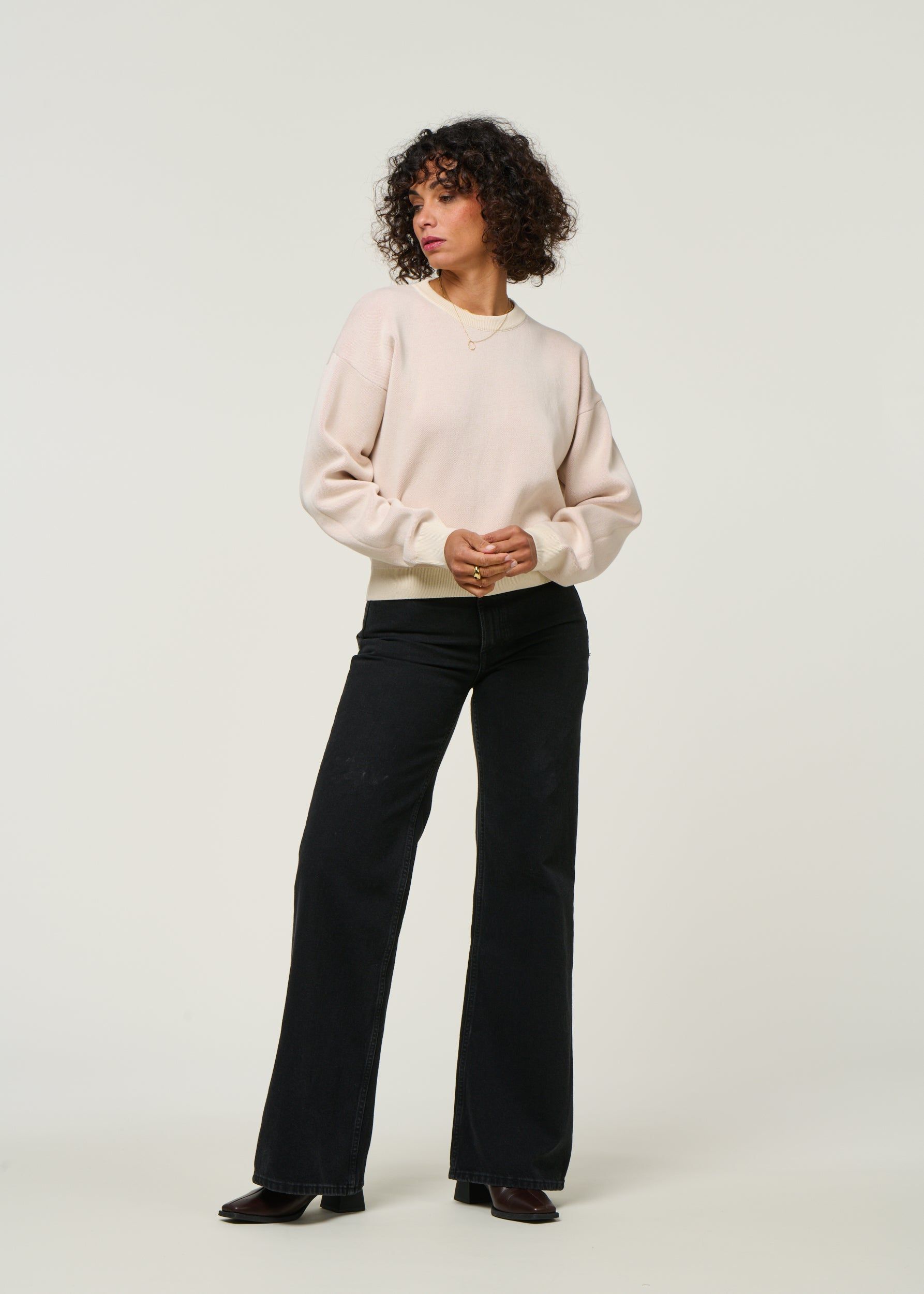 Pull en coton bio | écru "strawberry philis knitted sweater - white", Thinking Mu, photo 3
