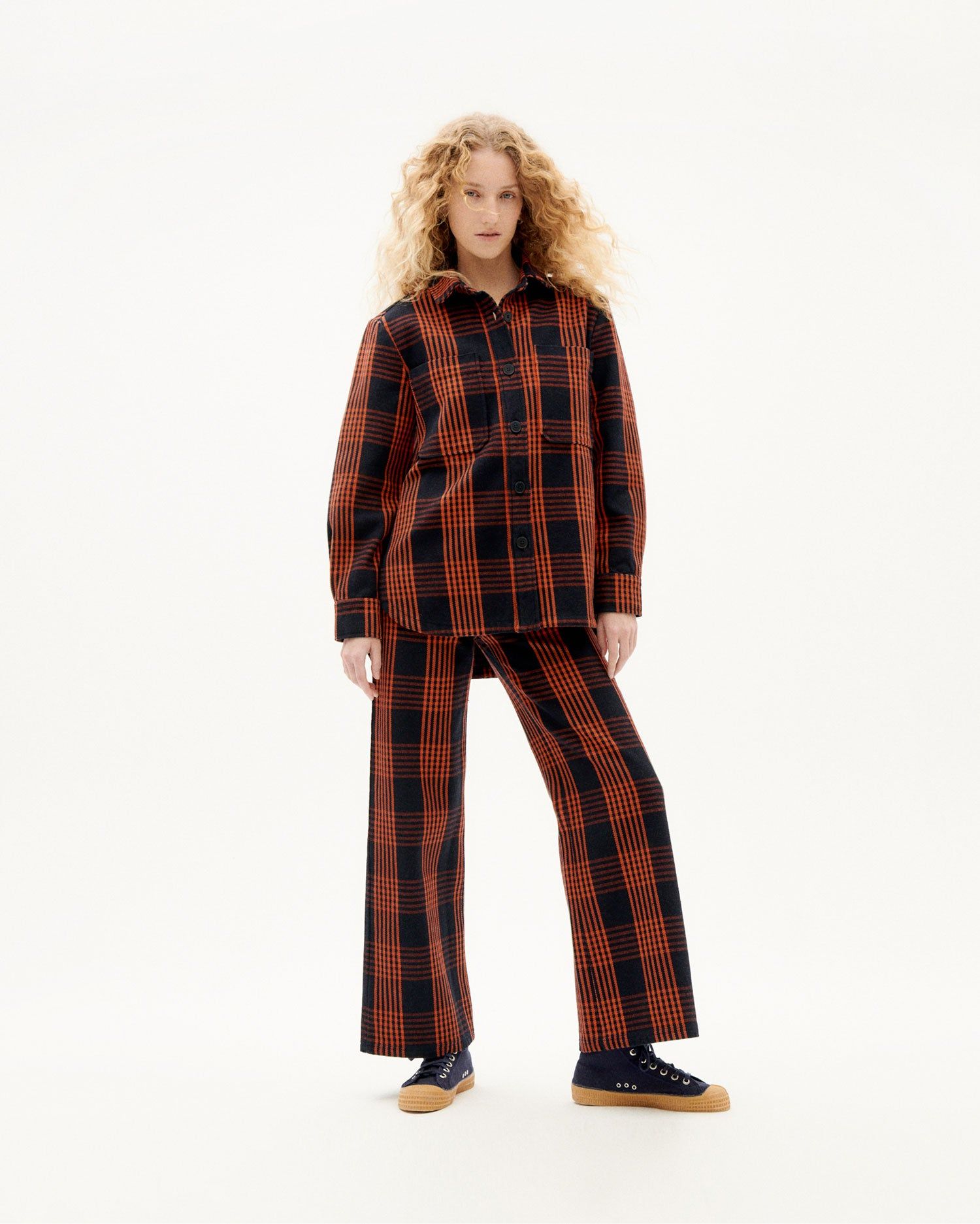 Jacke aus Bio-Baumwolle | Kariert  "thick checks norita overshirt orange", Thinking Mu, Foto 3