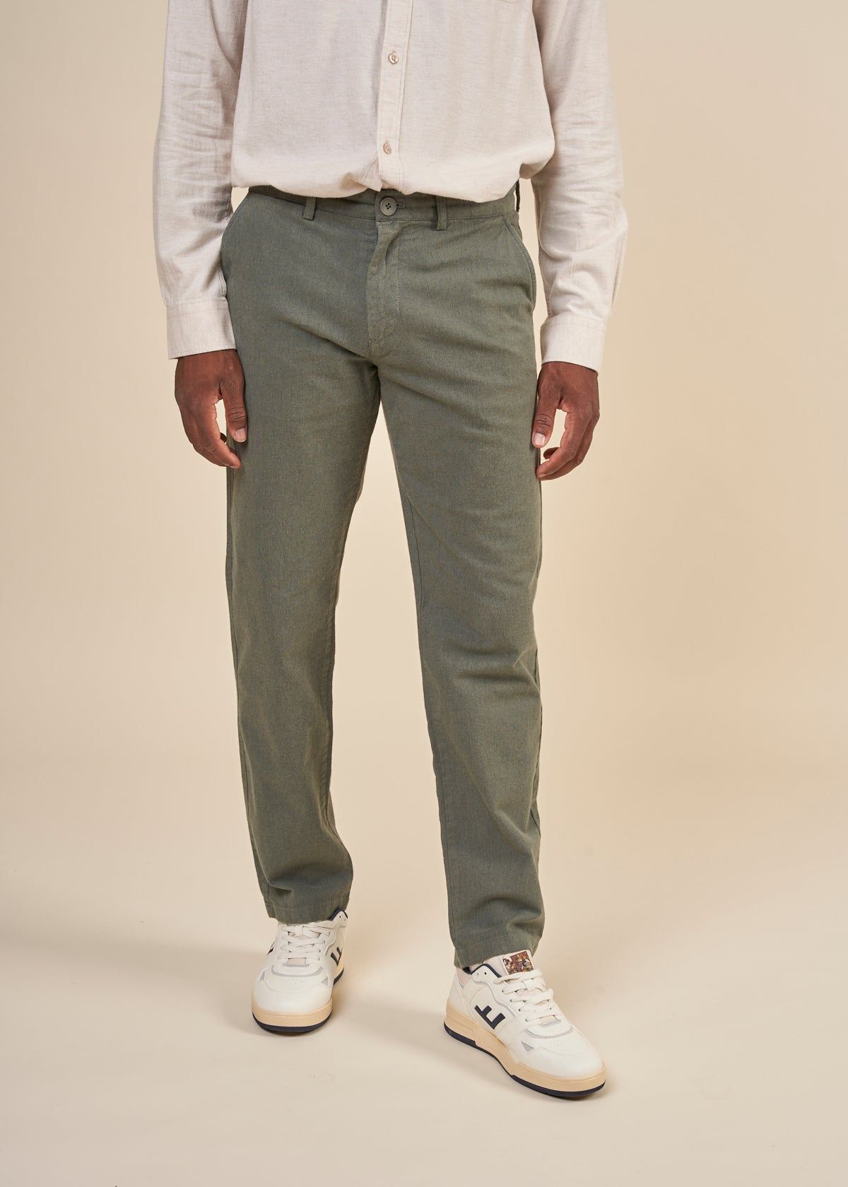 Chino en flanelle de coton bio | vert forêt "chuck flannel chino pants forrest night, Knowledge Cotton Apparel, photo 3