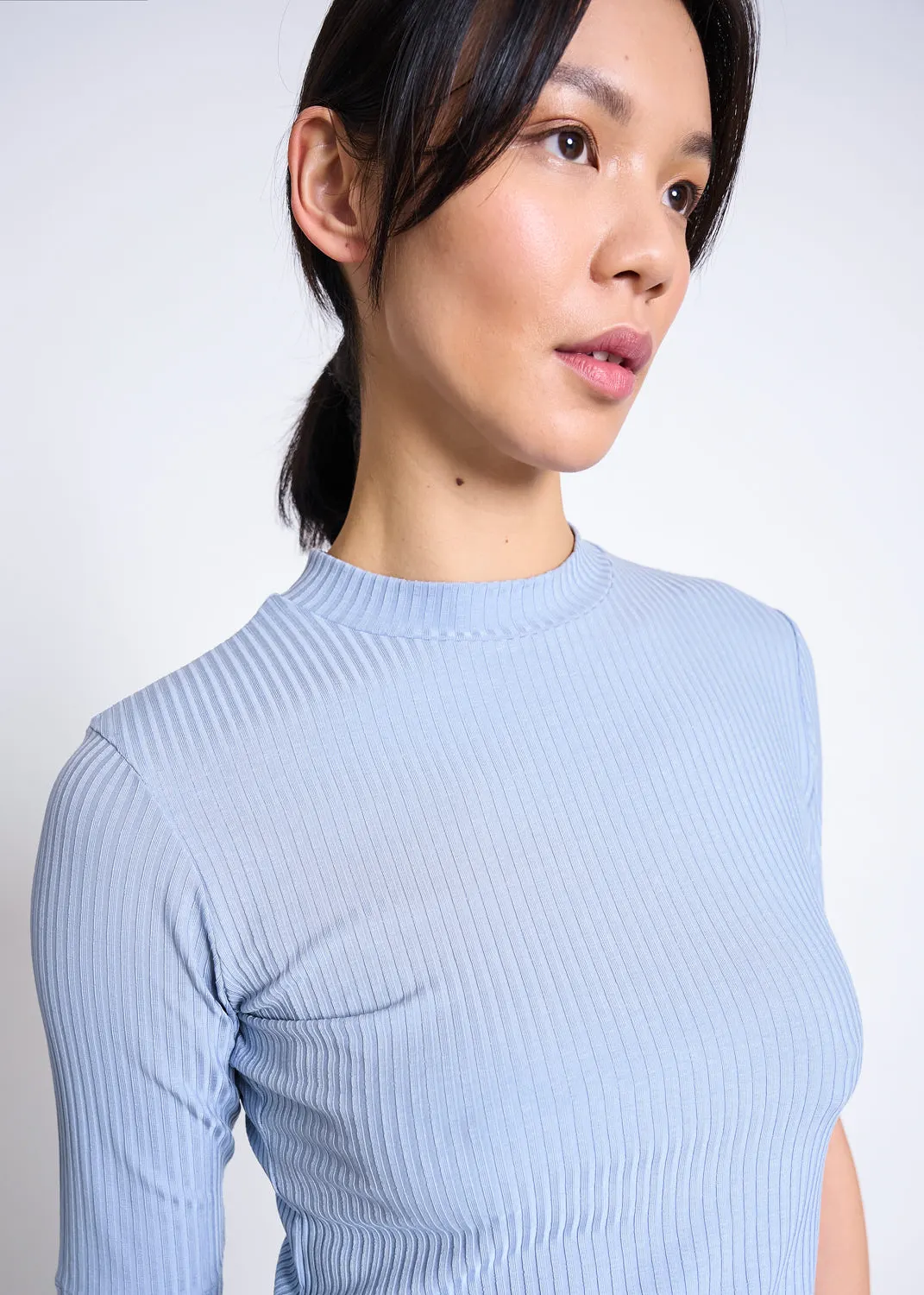T-shirt côtelé en tencel | bleu clair "nina - mid - blue", Jan'n June, photo 2