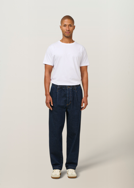 Jean large en coton bio | bleu "dark clean denim luc pants", Thinking Mu, photo 3