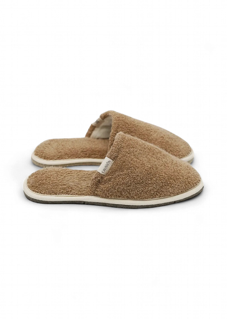 Chaussons en éponge et laine recyclée | marron "simone eponge moka"