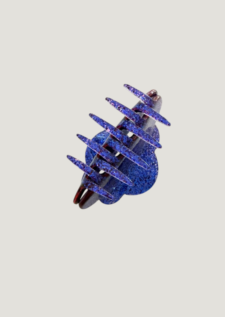 Pince à cheveux en acétate | bleu "Pince nuage - paillettes bleue", 23 Degres, photo 2
