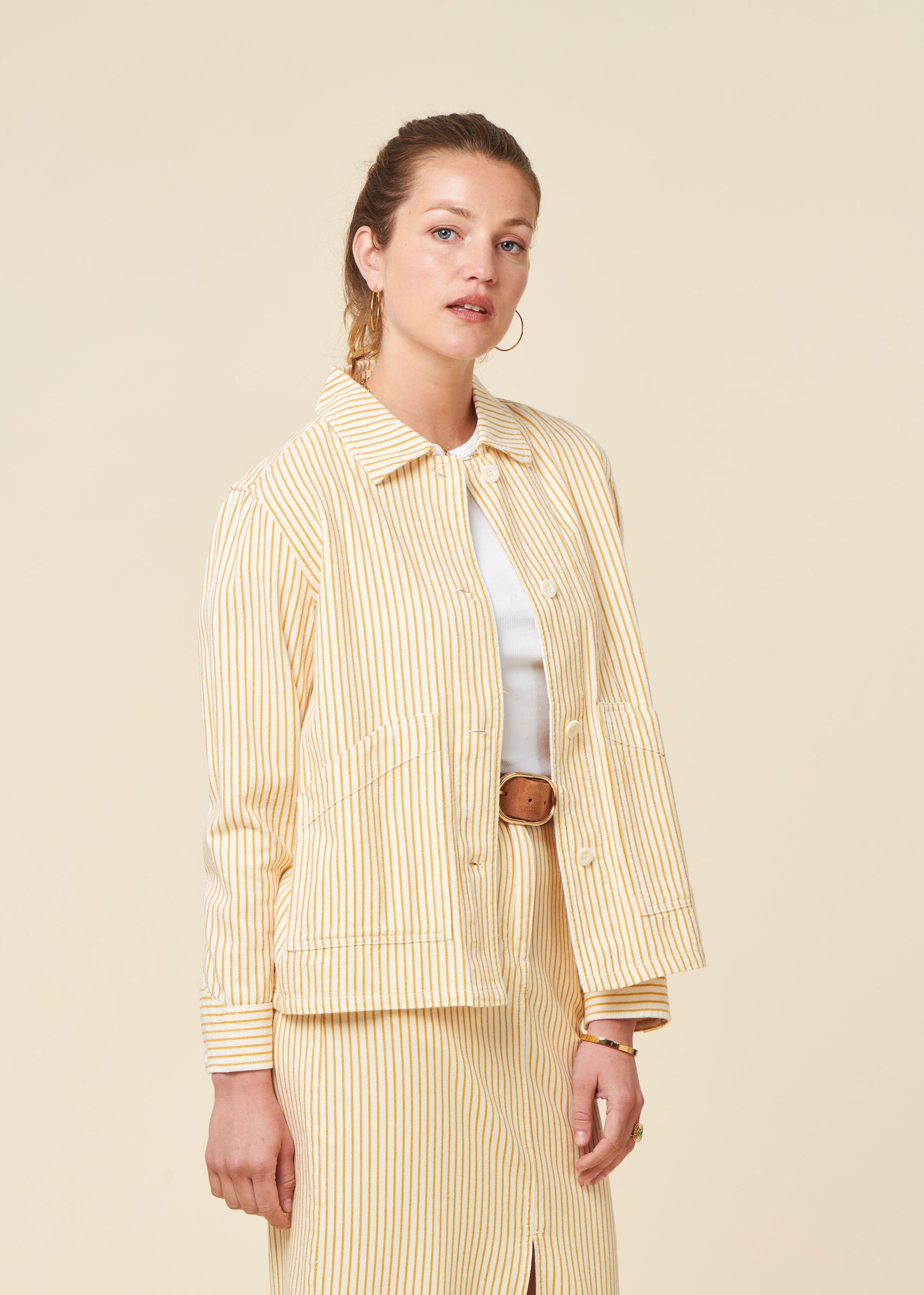 Jacke aus Bio-Baumwolle | Gelb "jacket stiby work stripe yellow - yellow", Dedicated, Foto 1