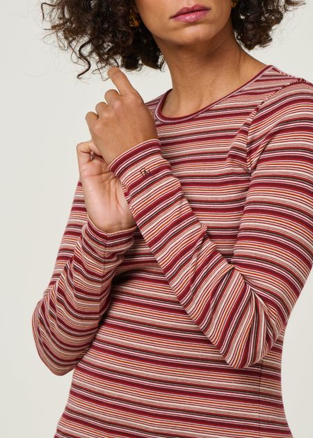T-shirt manches longues en coton bio | rayé "jessy - striped-rib" - Nudie Jeans