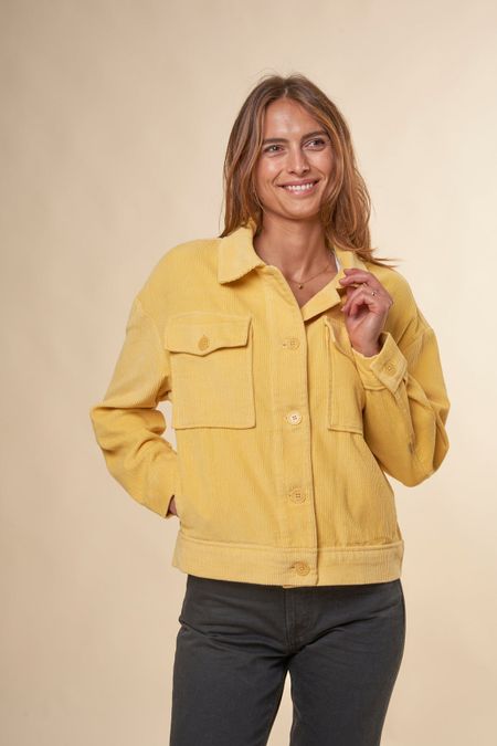 Veste oversize velours en coton bio | jaune "lemon corduroy frans jacket"