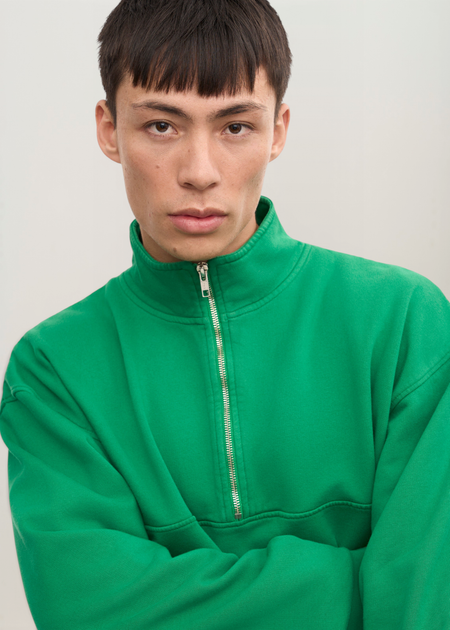 Sweat col zippé en coton biologique | vert "organic quarter zip - kelly green", Colorful Standard, photo 3