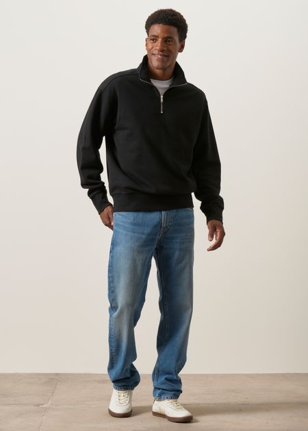 Sweat camionneur col zippé en coton bio | noir, WeDressFair, photo 5
