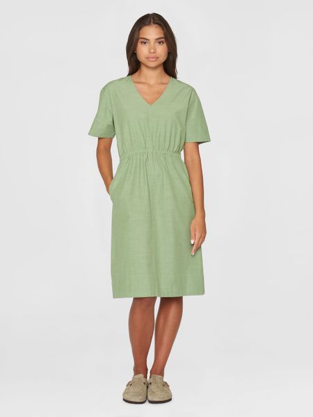 Midikleid aus Bio-Baumwolle | Grün "slub yarn short sleeve midi dress shale green", Knowledge Cotton Apparel, Foto 1