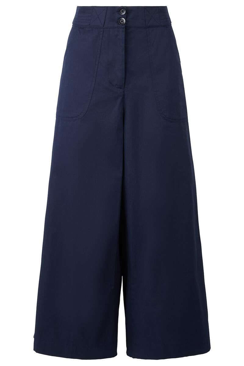 Pantalon ample 7/8 marine en coton bio - iva trousers navy, People Tree, photo 6