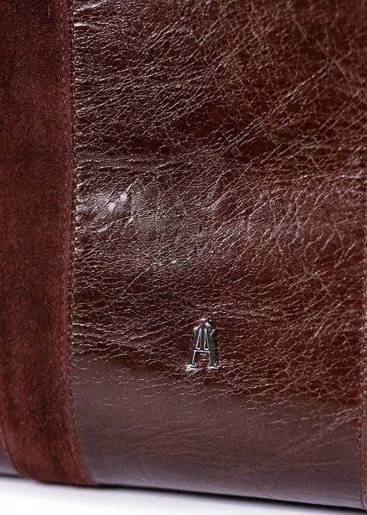 Cabas en cuir et suède certifiés | bordeaux "tall stripe - acajou burgundy", Craie Studio, photo 6