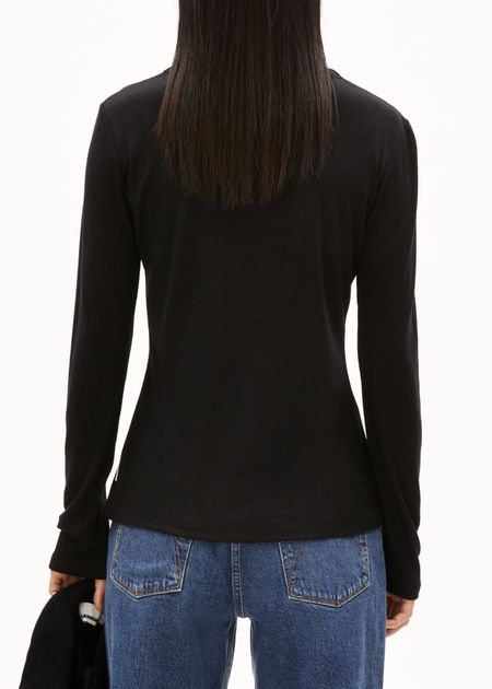 T-shirt manches longues en tencel® et laine bio | noir "maiaa luannaa - black", Armedangels, photo 2