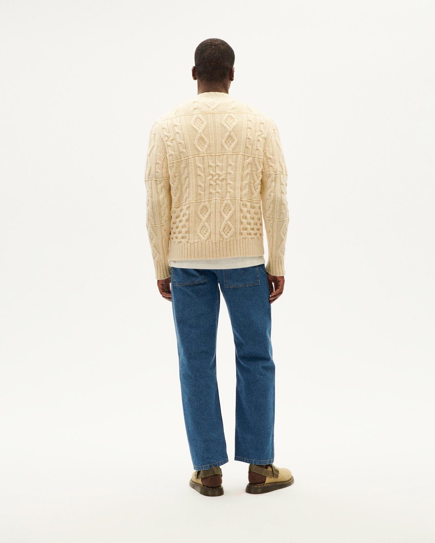 Pullover aus zertifizierter Merinowolle | Beige "ecru rasta knitted sweater - ecru", Thinking Mu, Foto 4