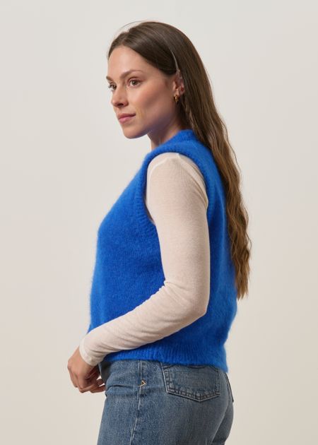 Pull sans manche en mohair certifiée | bleu électrique "Luna" , WeDressFair, photo 4