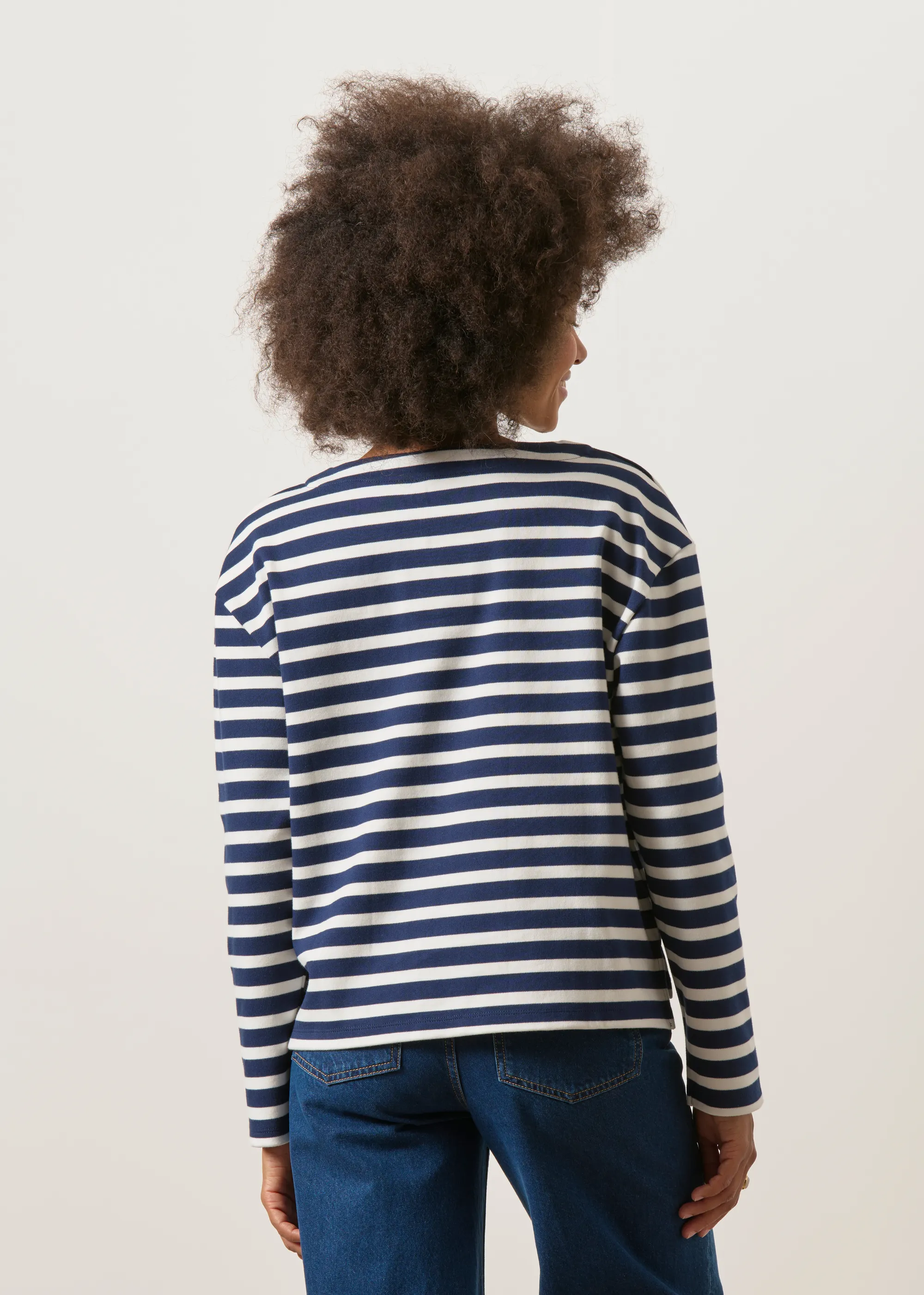 Marinière oversize en coton bio | marine et écru "June", WeDressFair, photo 5