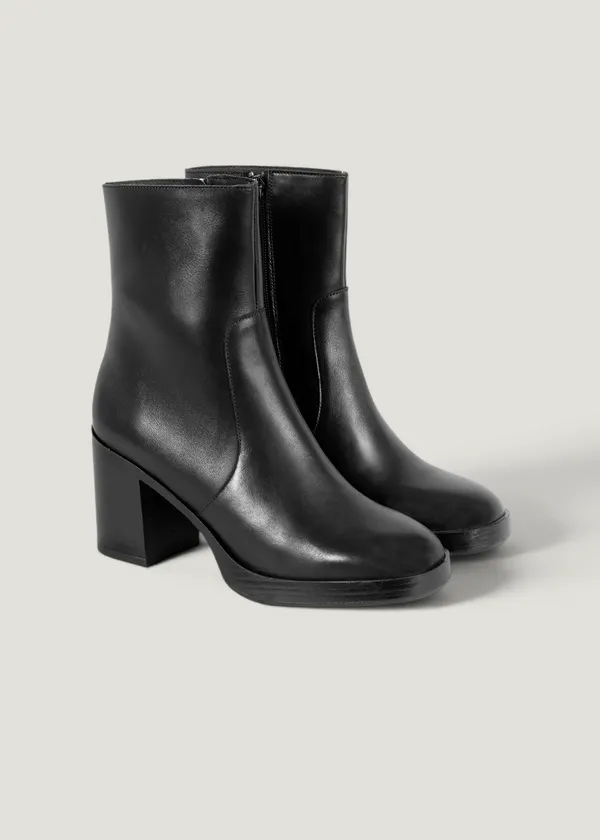 Bottines à talons en cuir certifié | noir , Jules & Jenn