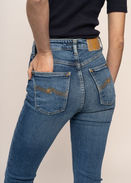 Slim Jeans aus Bio-Baumwolle | Blau "mellow mae blue mud", Nudie Jeans, Foto 2