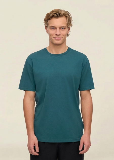 T-shirt manches courtes en coton bio | bleu vert "ocean green"