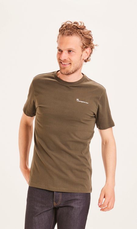 T-shirt kaki avec logo en coton bio - alder forrest night