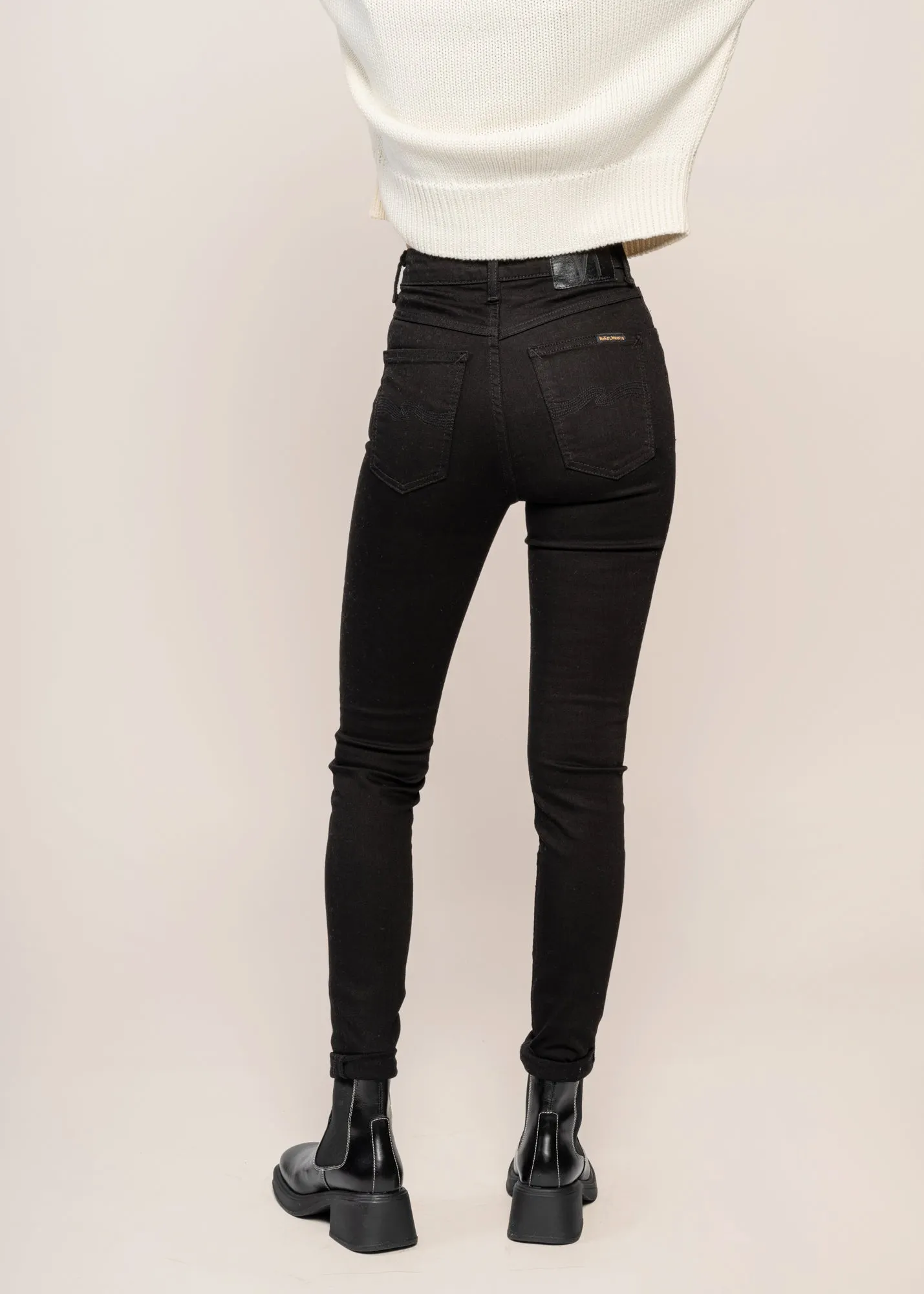 Jean slim taille haute en coton bio | noir "hightop tilde ever black", Nudie Jeans, photo 4