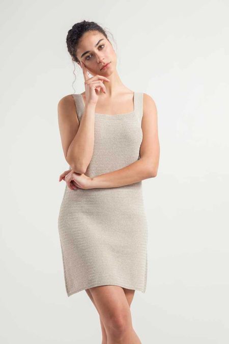 Robe en maille de coton bio et recyclé | beige "maglia donna cotone rigenerato luna"