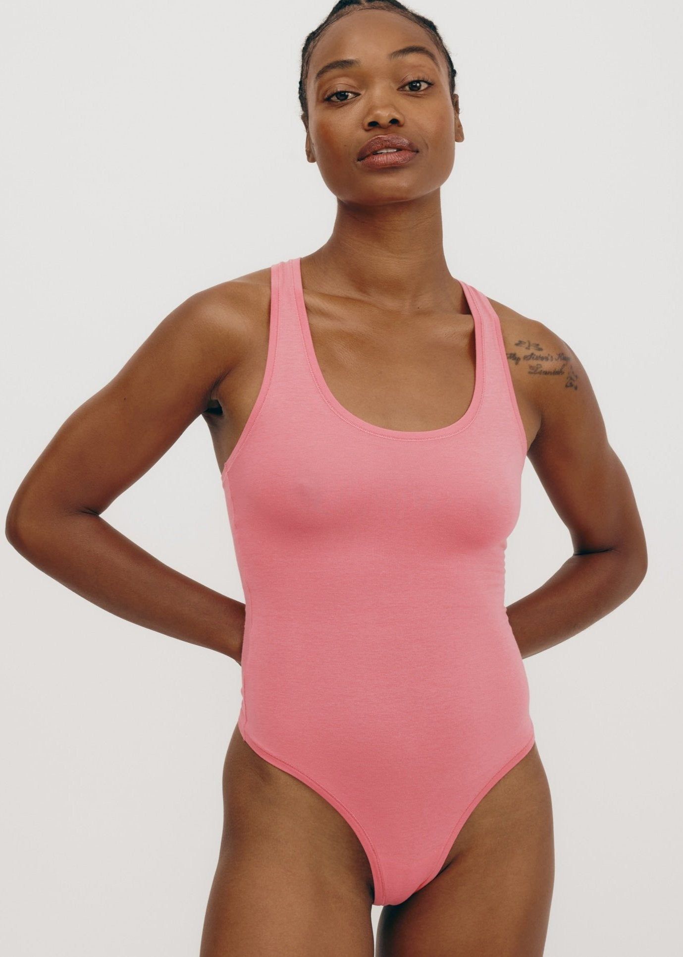 Body en coton bio | rose "flex bodysuit melon pink", Organic Basics, photo 1