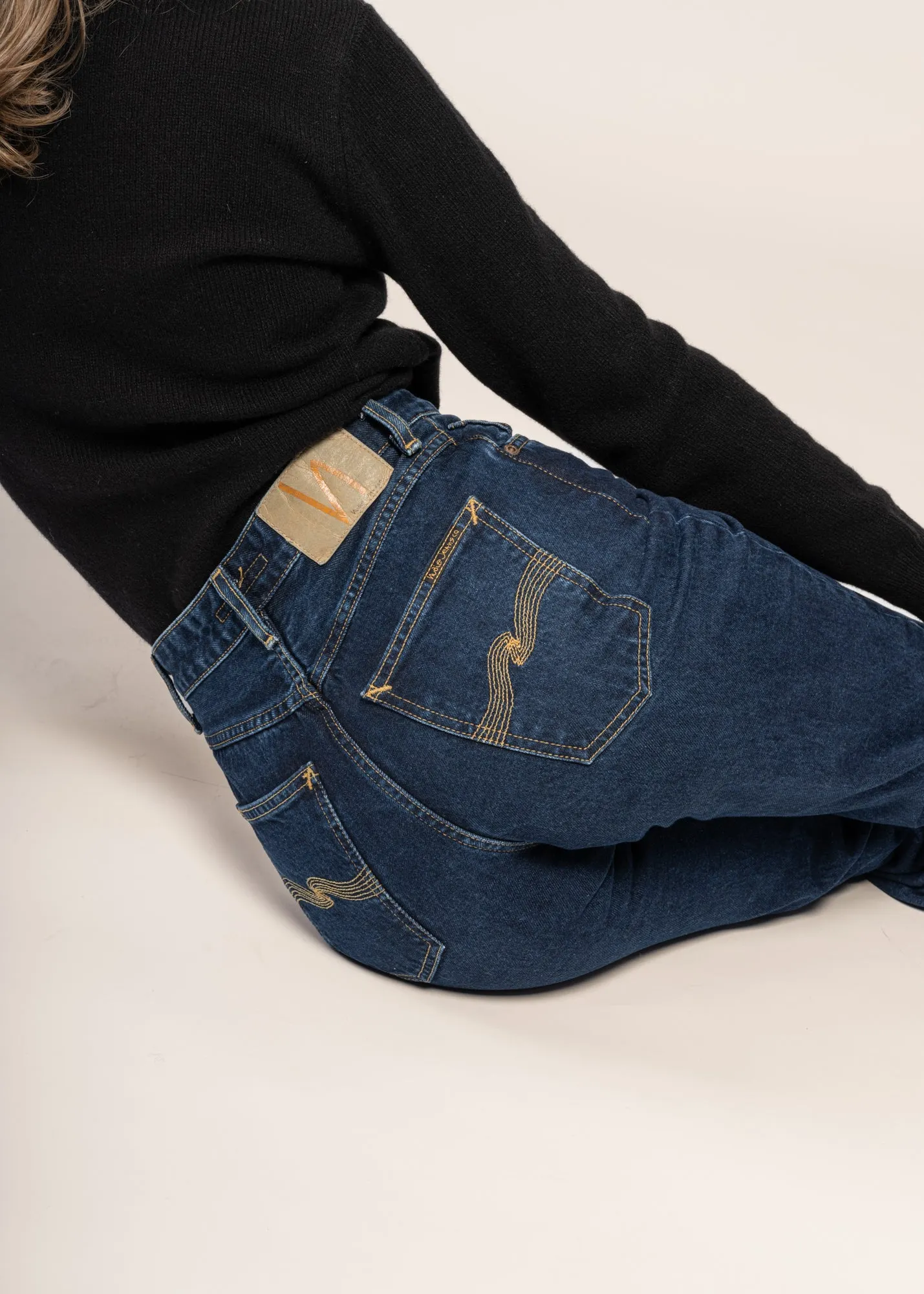 Jean droit large en coton bio | bleu foncé "clean eileen indigo dipped", Nudie Jeans, photo 2