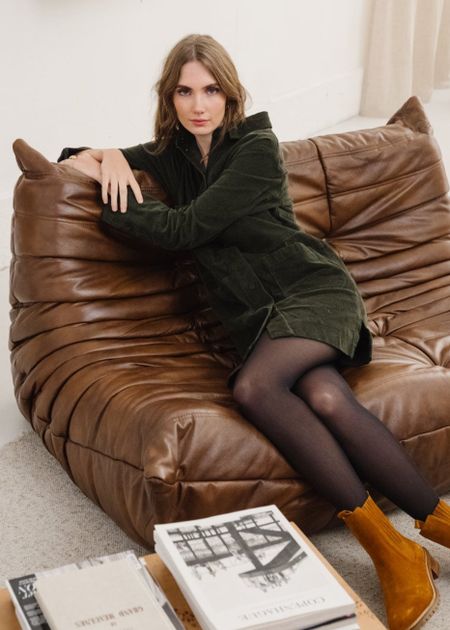 Robe velours en coton bio | vert "gaila deep green"