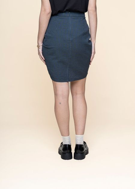 Jupe plissée en coton bio | vert "bottle green checks seersucker rachel skirt", Thinking Mu, photo 4