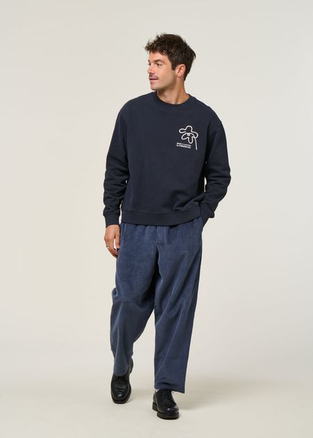 Besticktes Sweatshirt aus Bio-Baumwolle | Blau "flower rope navy leon sweatshirt - blue", Thinking Mu, Foto 5