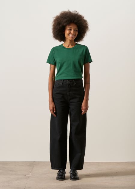 Jean ballon en coton recyclé | noir "leila cropped - holo black used" - Kings of Indigo