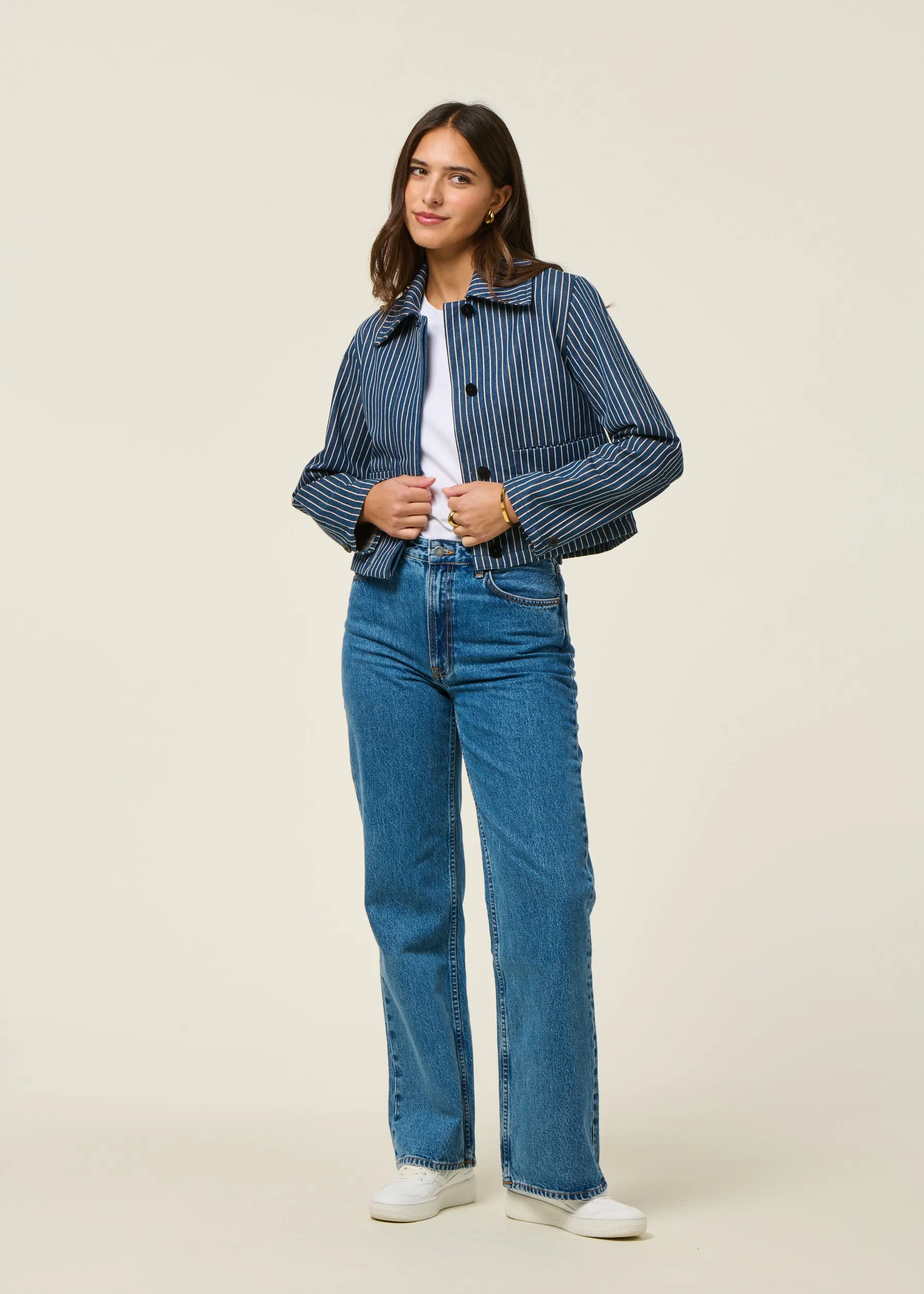 Veste en coton bio | rayé "railway stripes astrid jacket", Thinking Mu, photo 6