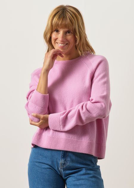 Pull oversize raglan en laine mérinos recyclée | rose poudré, WeDressFair