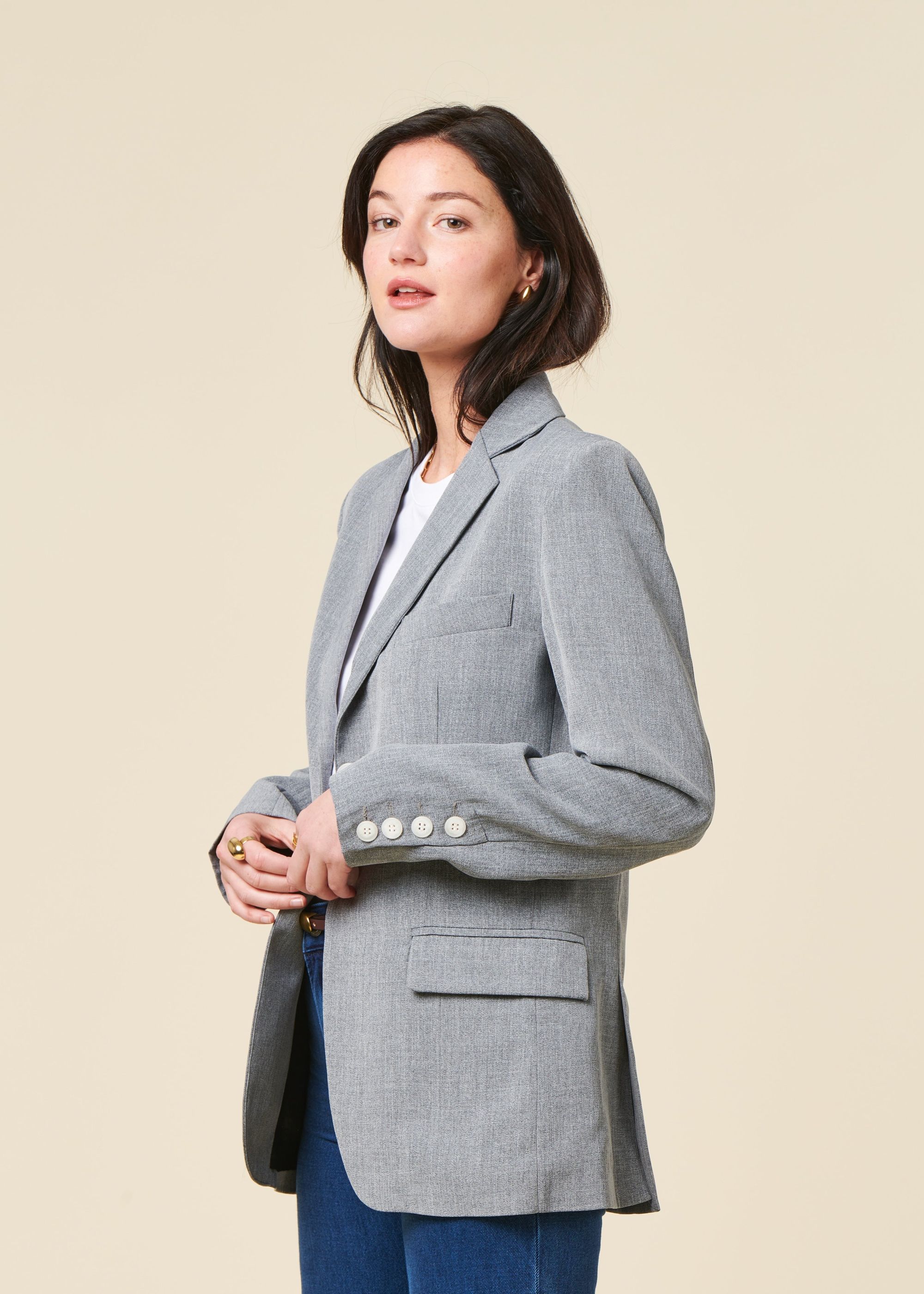Blazer made in france en matière upcyclée | gris "lara", Akho Paris, photo 1