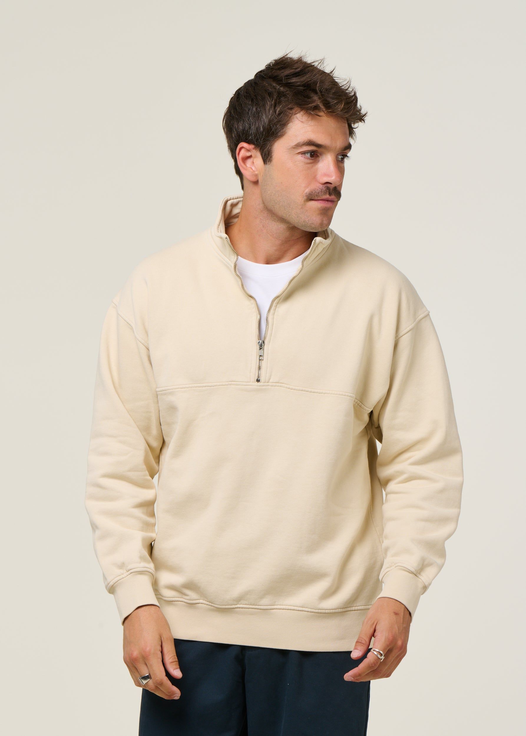 Sweat col zippé mixte en coton bio | écru "ivory white", Colorful Standard, photo 1