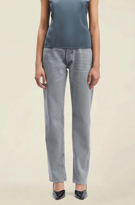 Jean droit en coton bio et recyclé | gris "susan jeans split mist"