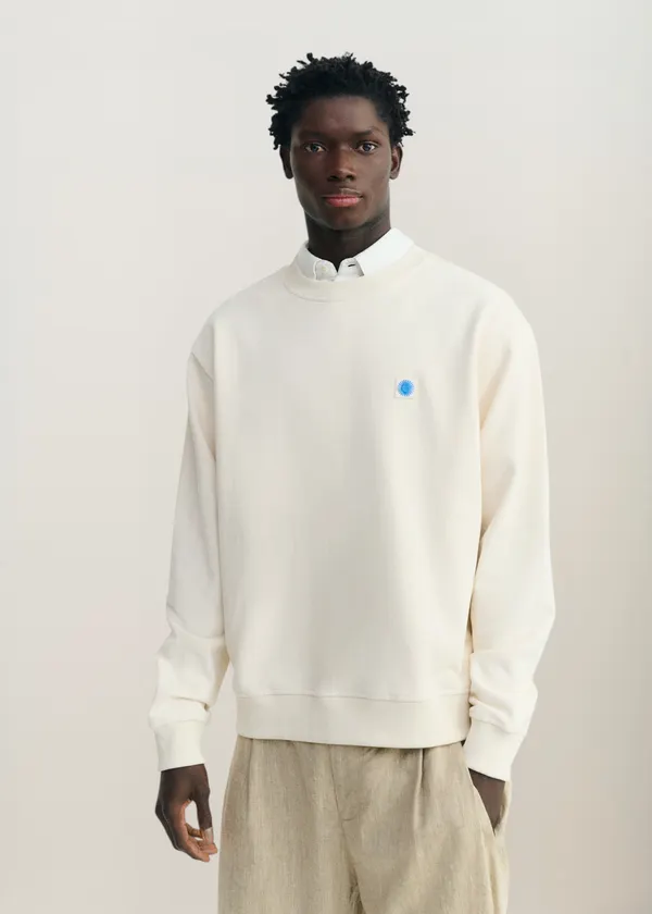 Sweatshirt en coton bio | écru "sol contrast pannacota leon sweatshirt", Thinking Mu